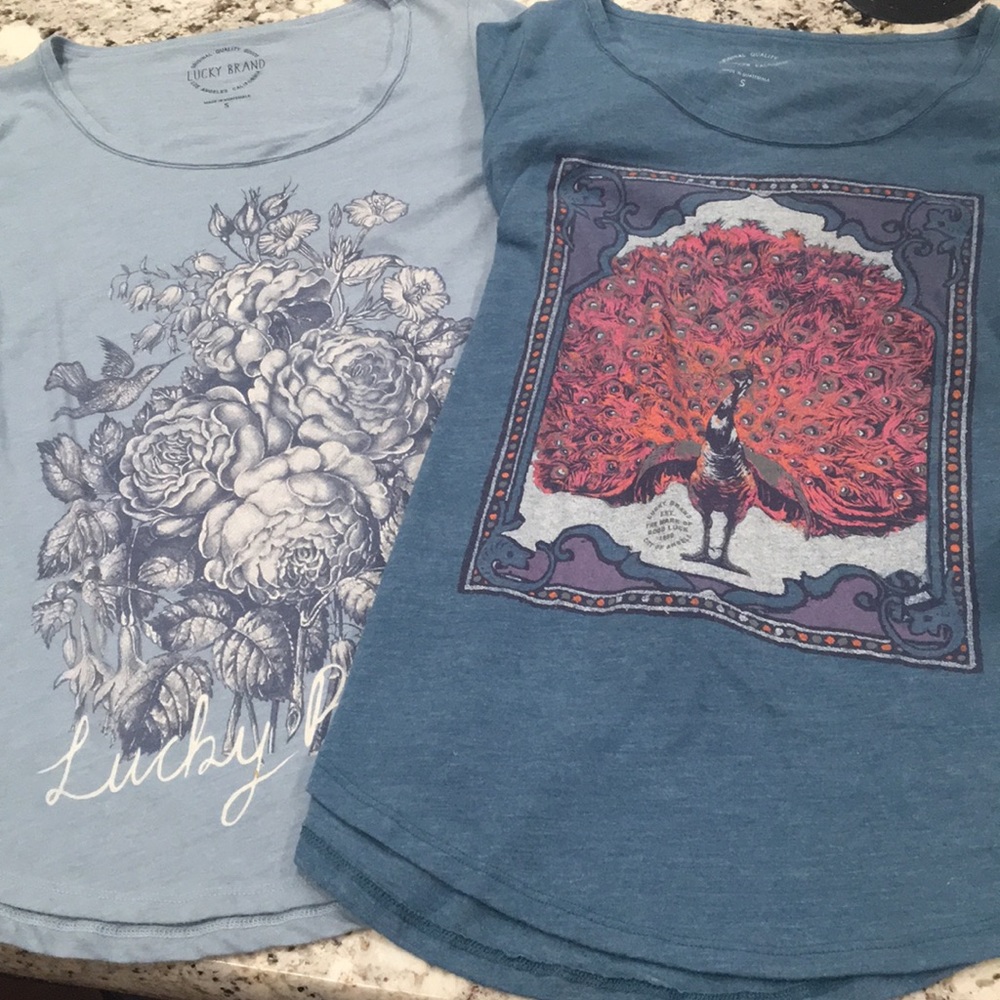 Lot of 2 Lucky Brand 3/4 sleeve t-shirts size S